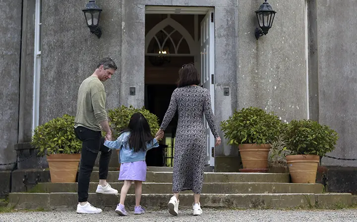 people visiting the castle